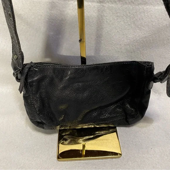 Free People Wade Leather Sling Black Crossbody Festival Bag - Picture 8 of 12